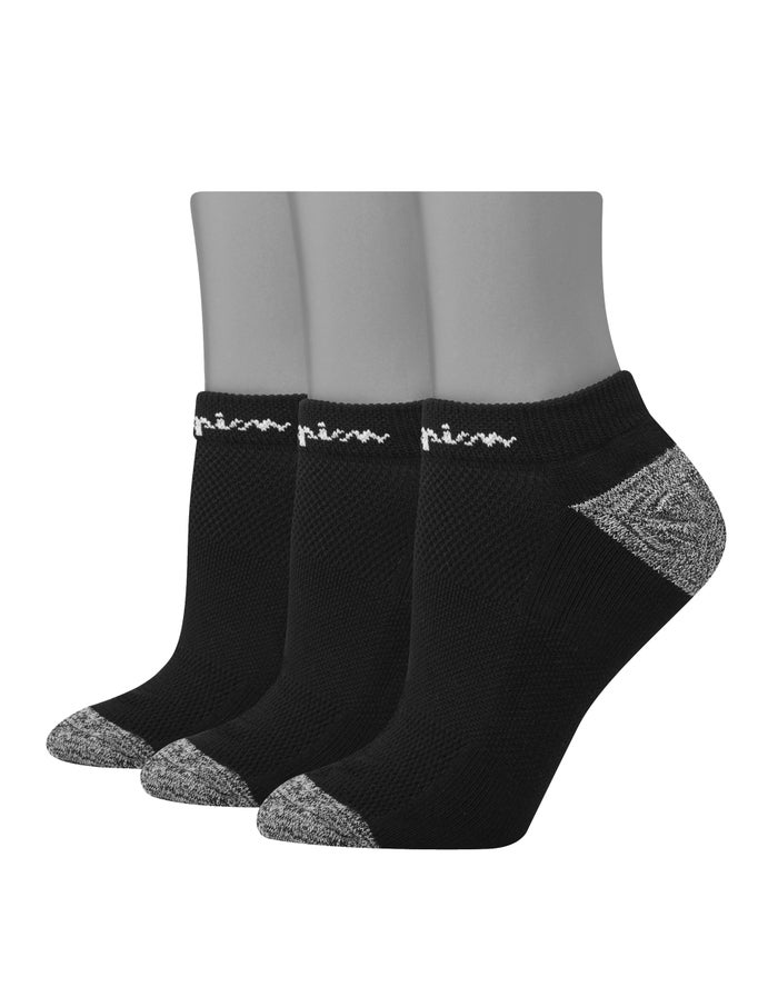 Champion Womens Socks NZ - Low-Cut Embroidered Logo 3-Pairs Black ( 7435-WMJGI )